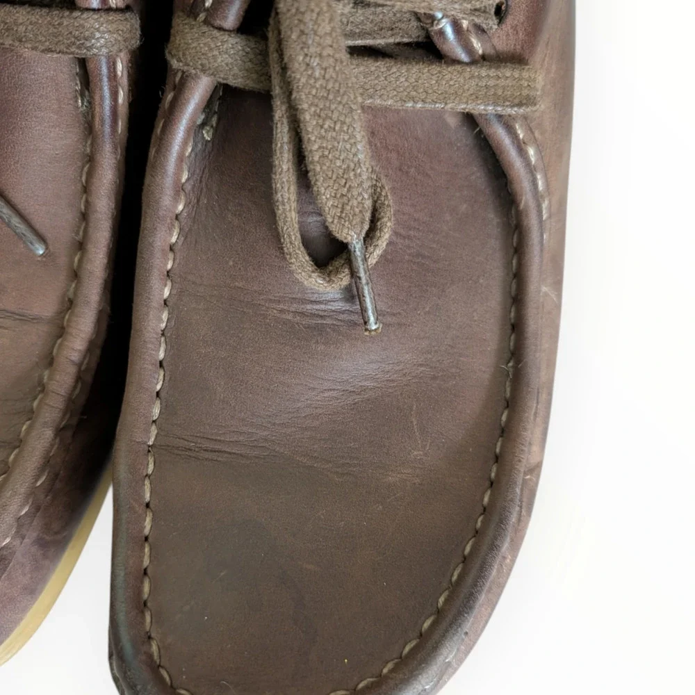 Clarks Collection Wallabee Classic Brown Leather Moc Toe EVO Shoes Size 10 Mens